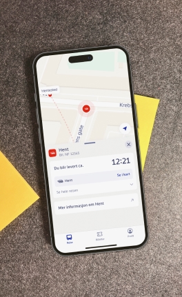 Ruterappen på en mobiltelefon